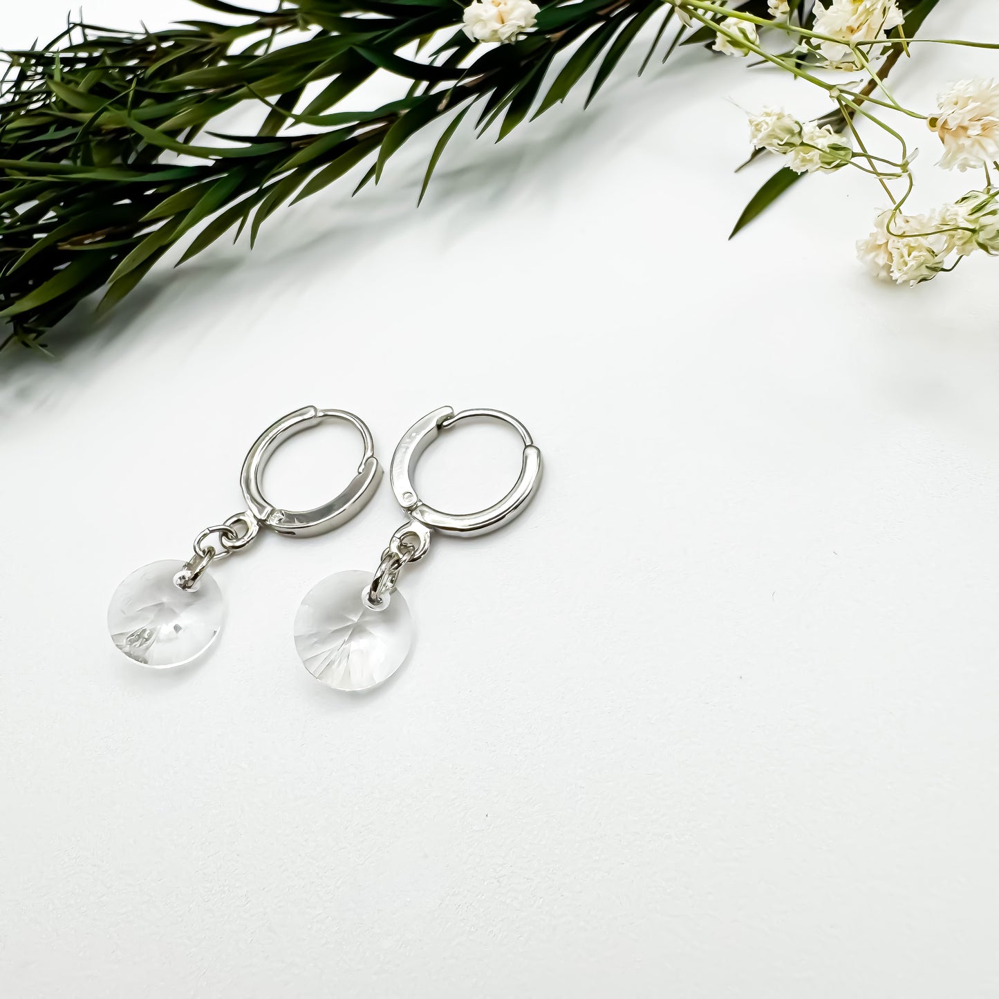 Here N There Hoops (Crystal Clear & Silver)