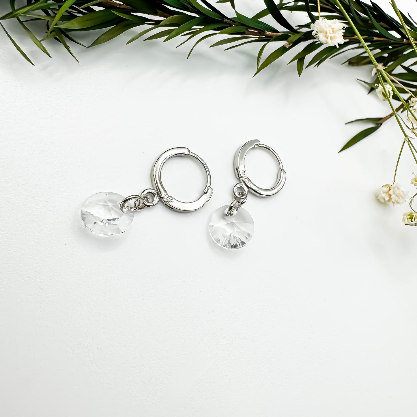 Here N There Hoops (Crystal Clear & Silver)