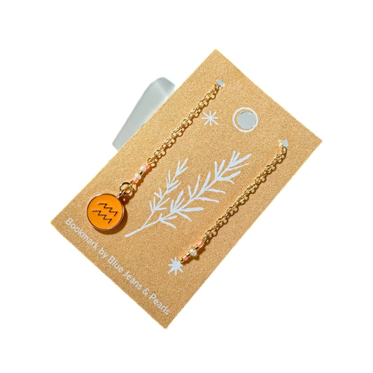 Aquarius (Water Bearer) Chain & Charm Bookmark (Jan 20 - Feb 18)