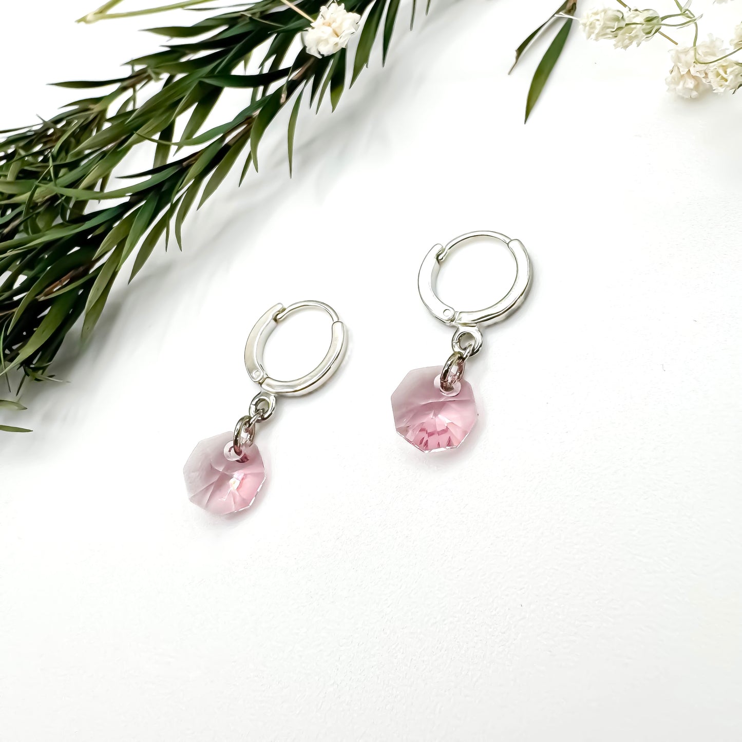 Here N There Hoops (Blush Pink & Silver)