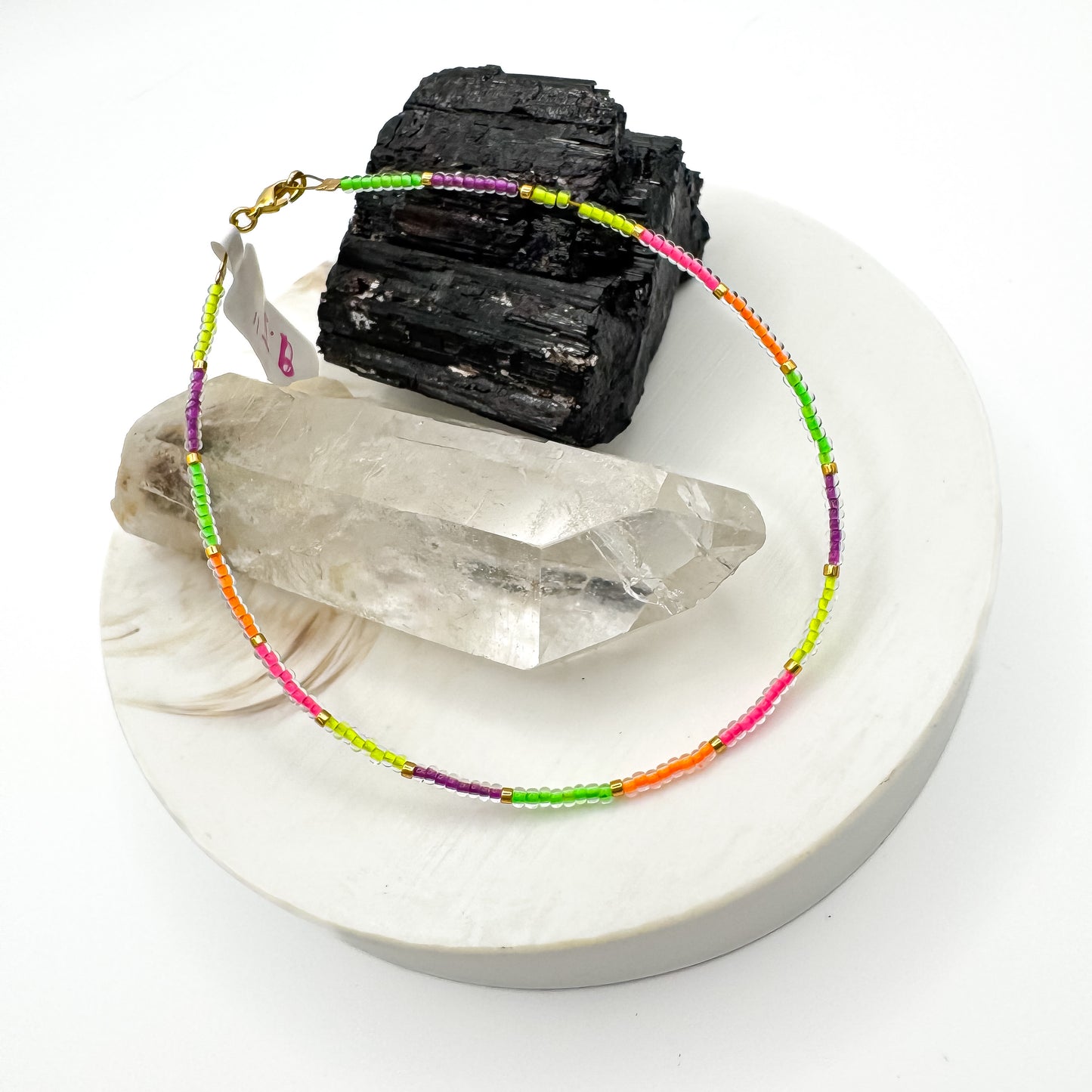 Neon Rainbow - Miyuki Anklet (Gold Accents)