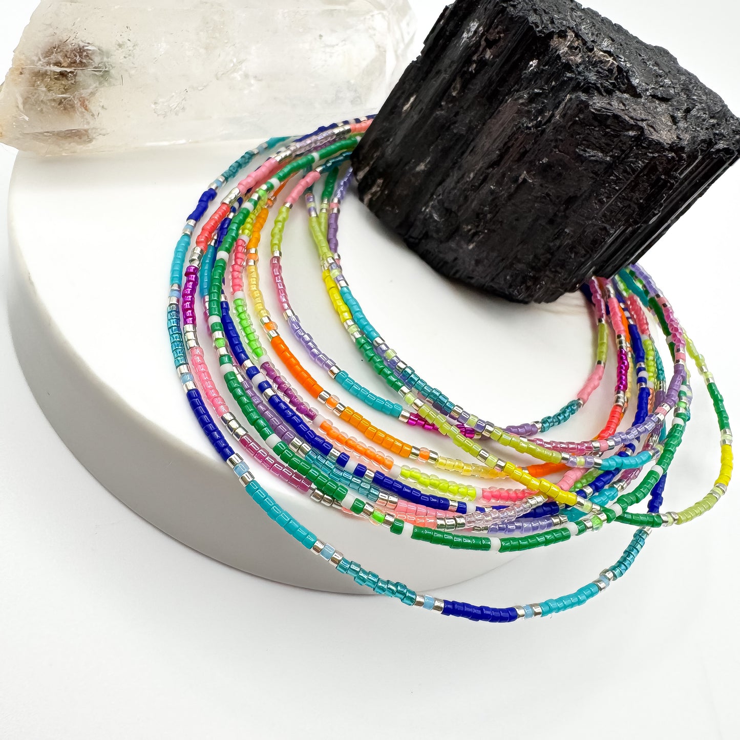 Neon Rainbow - Miyuki Anklet (Gold & Pearl Accents)