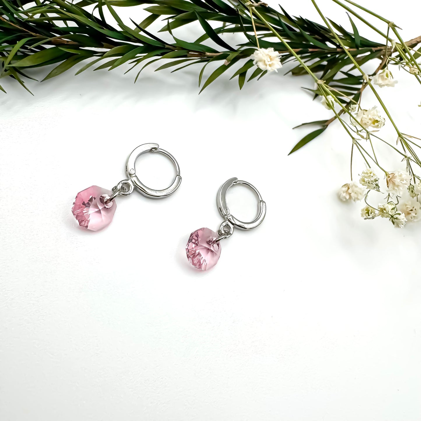 Here N There Hoops (Blush Pink & Silver)