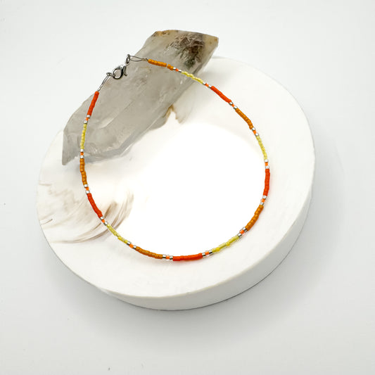 Sunset Glow - Miyuki Anklet (Silver Accents)