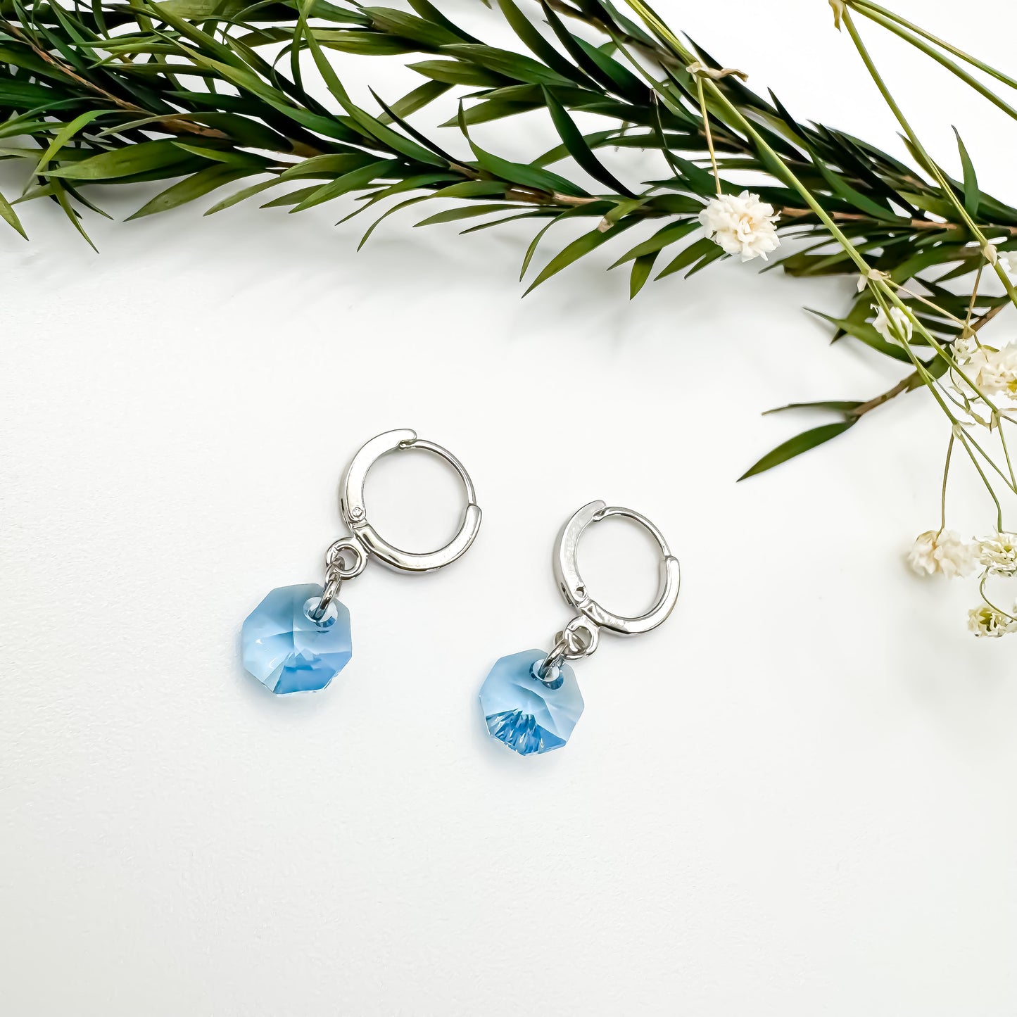 Here N There Hoops (Aquamarine & Silver)