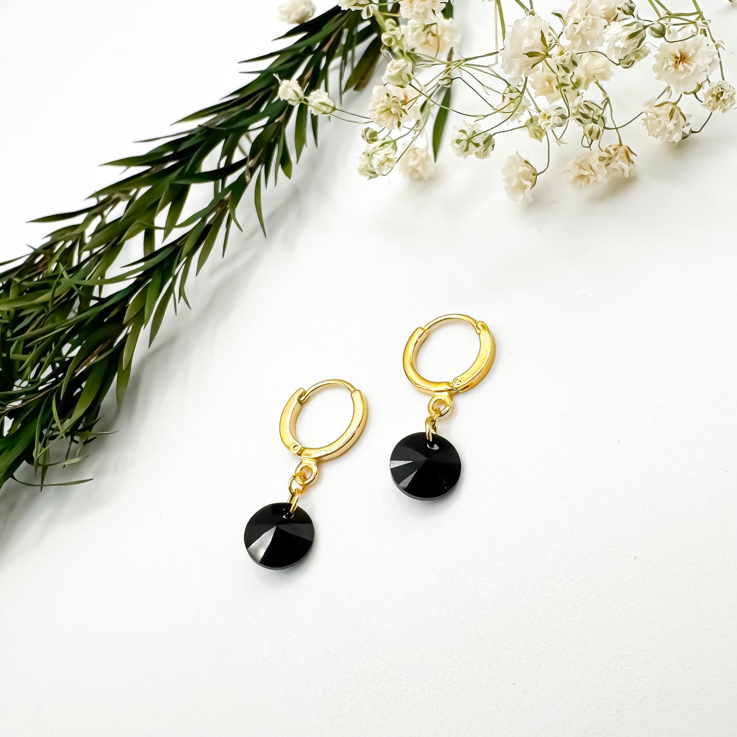 Here N There Hoops (Jet Black & Gold)