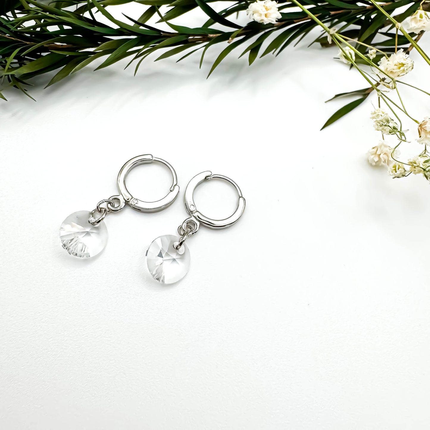 Here N There Hoops (Crystal Clear & Silver)