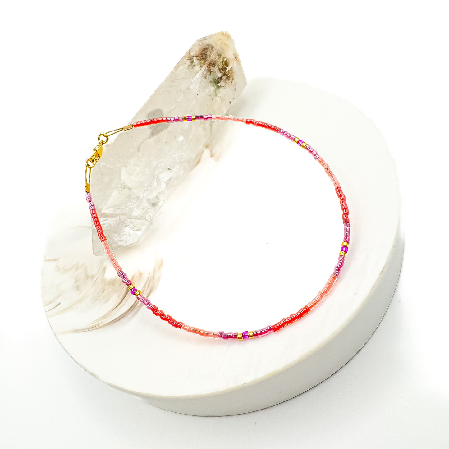 Carried by Corals - Miyuki Anklet (Gold Accents)