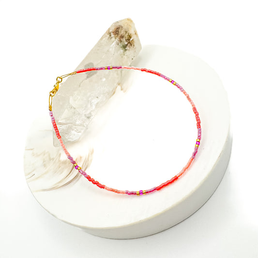 Carried by Corals - Miyuki Anklet (Gold Accents)