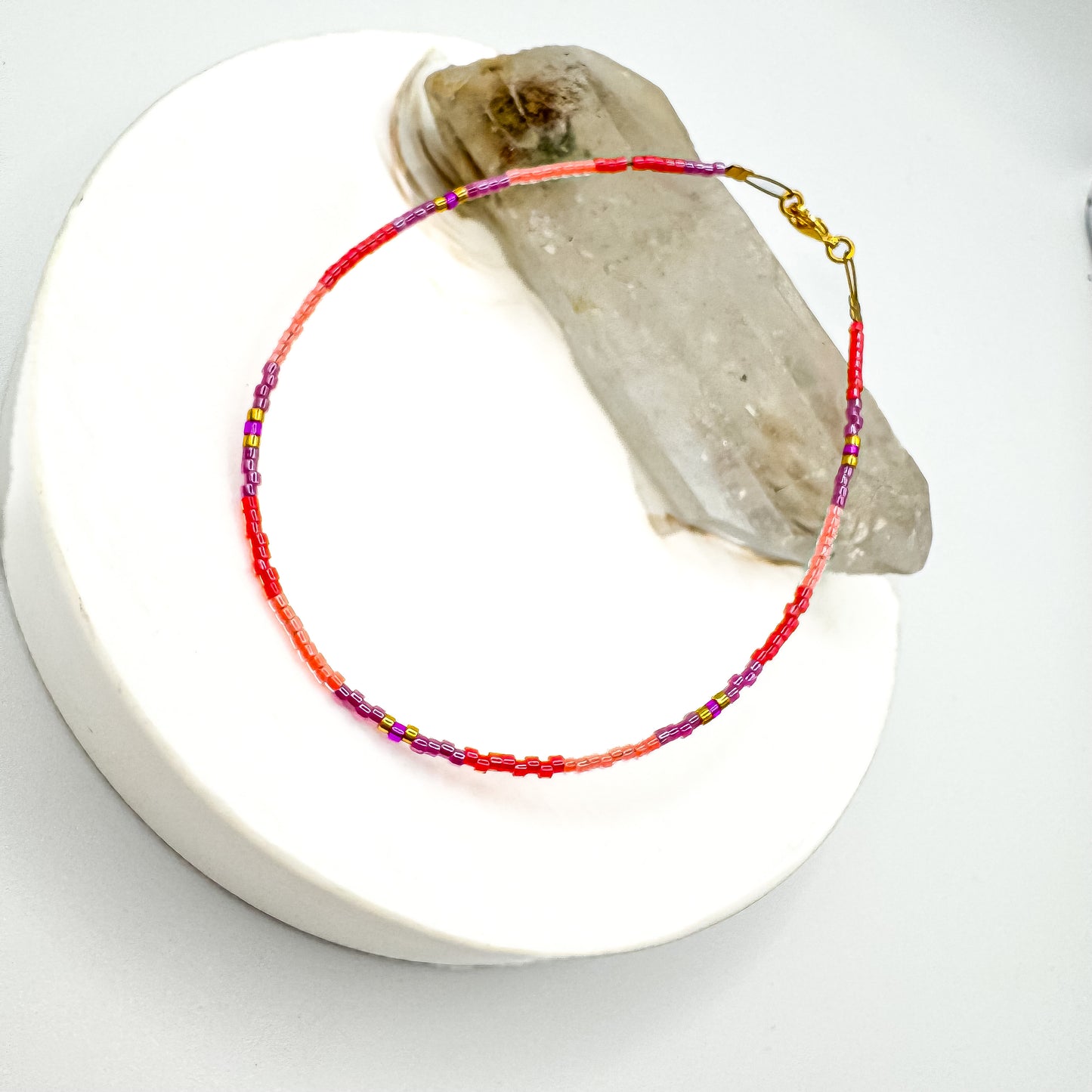 Carried by Corals - Miyuki Anklet (Gold Accents)