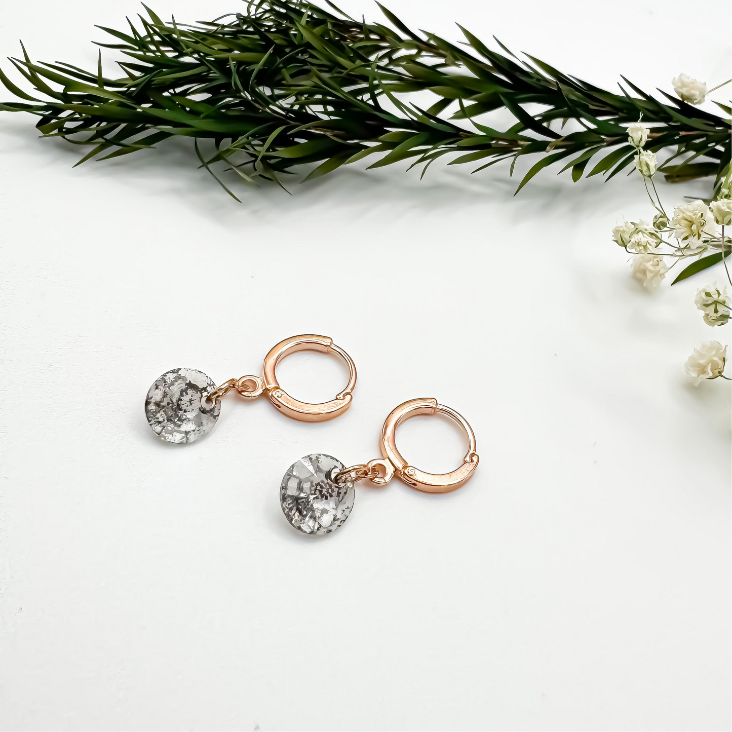 Here N There Hoops (Charcoal Shimmer & Rose Gold)