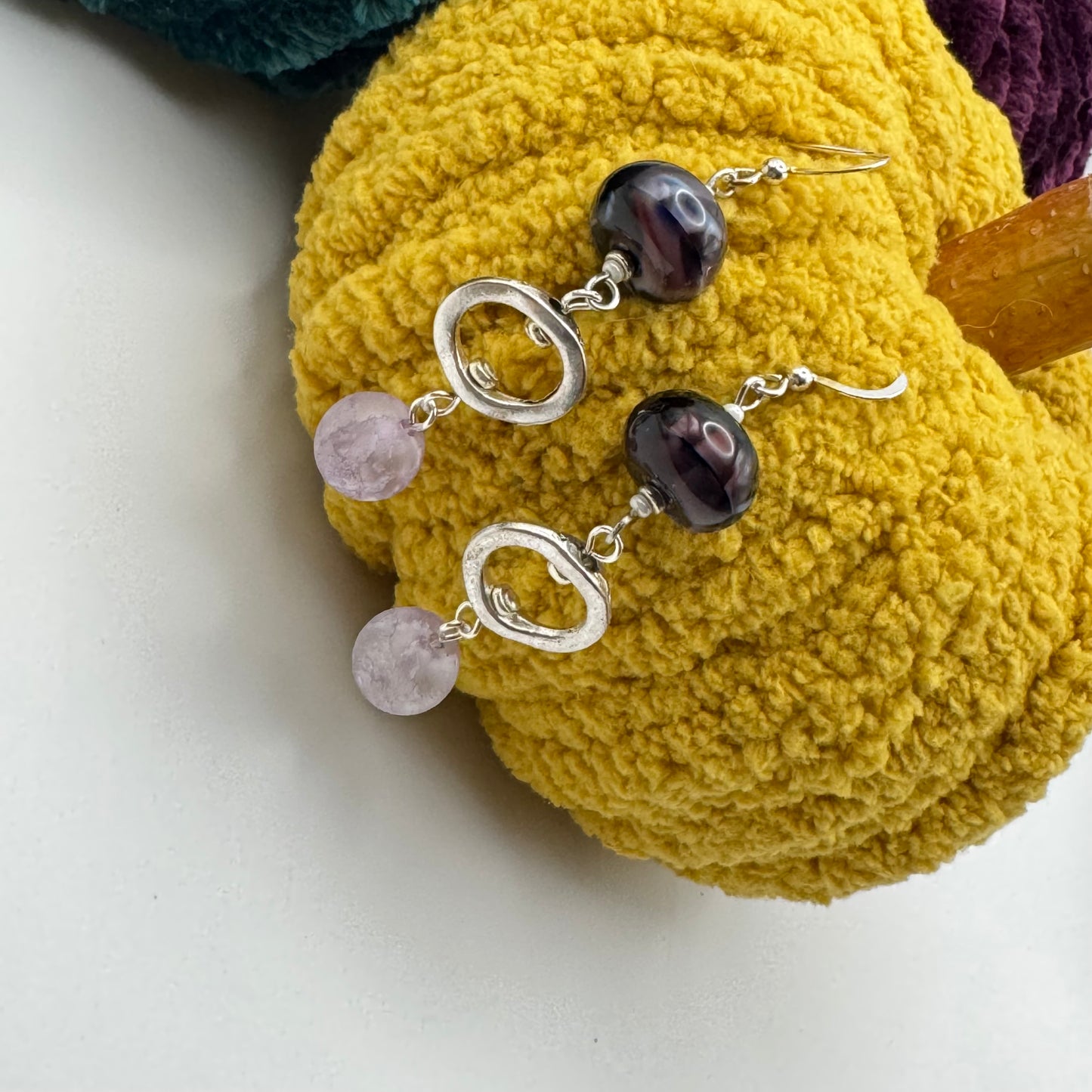 Moonlit Mirage — Purple Fire-Blown Glass + Frosted Quartz