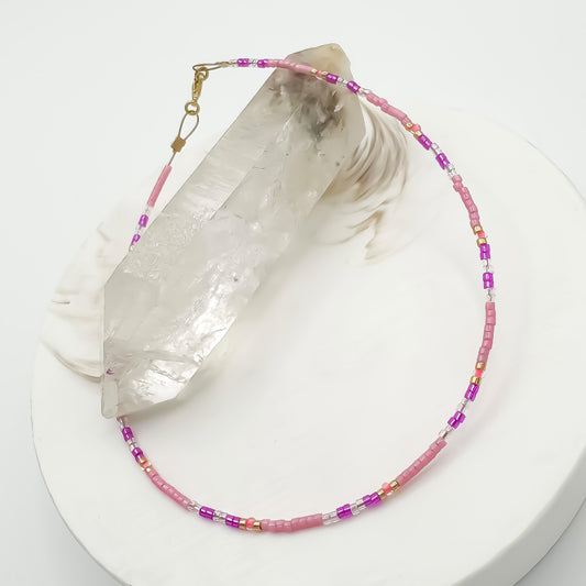 Flowers of Fuschia - Miyuki Anklet (Gold Accents)