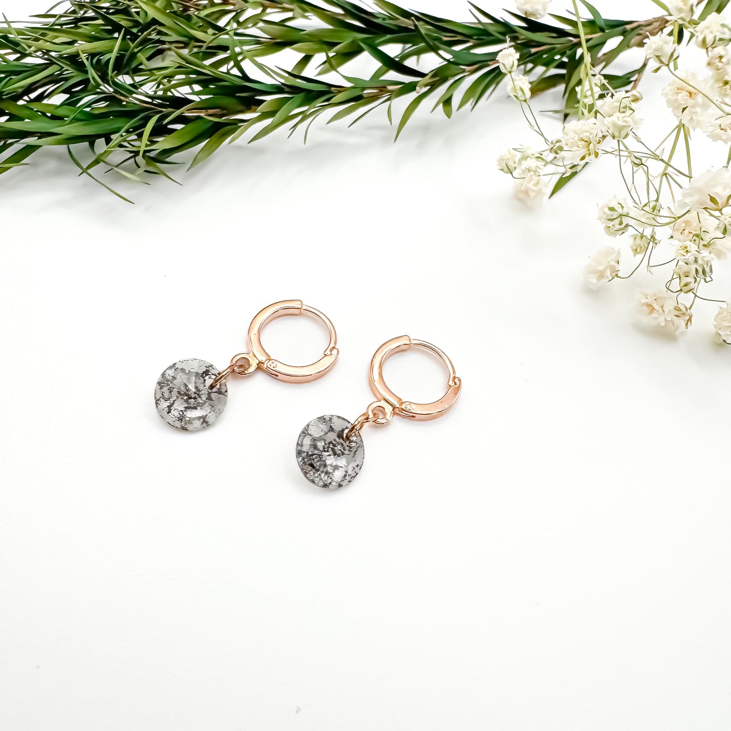 Here N There Hoops (Charcoal Shimmer & Rose Gold)