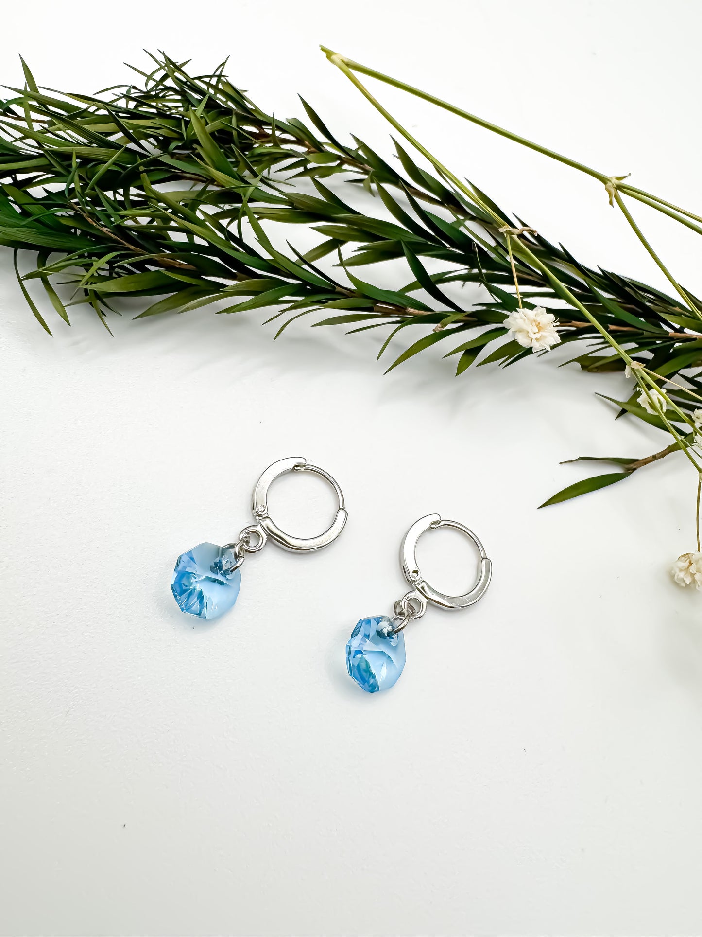 Here N There Hoops (Aquamarine & Silver)