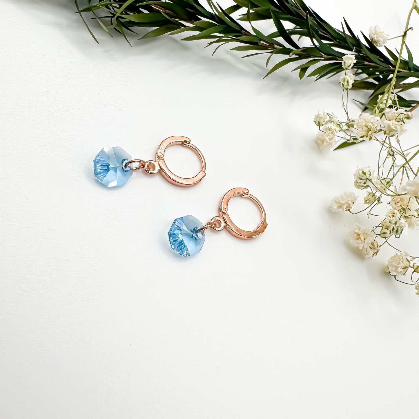 Here N There Hoops (Aquamarine & Rose Gold)