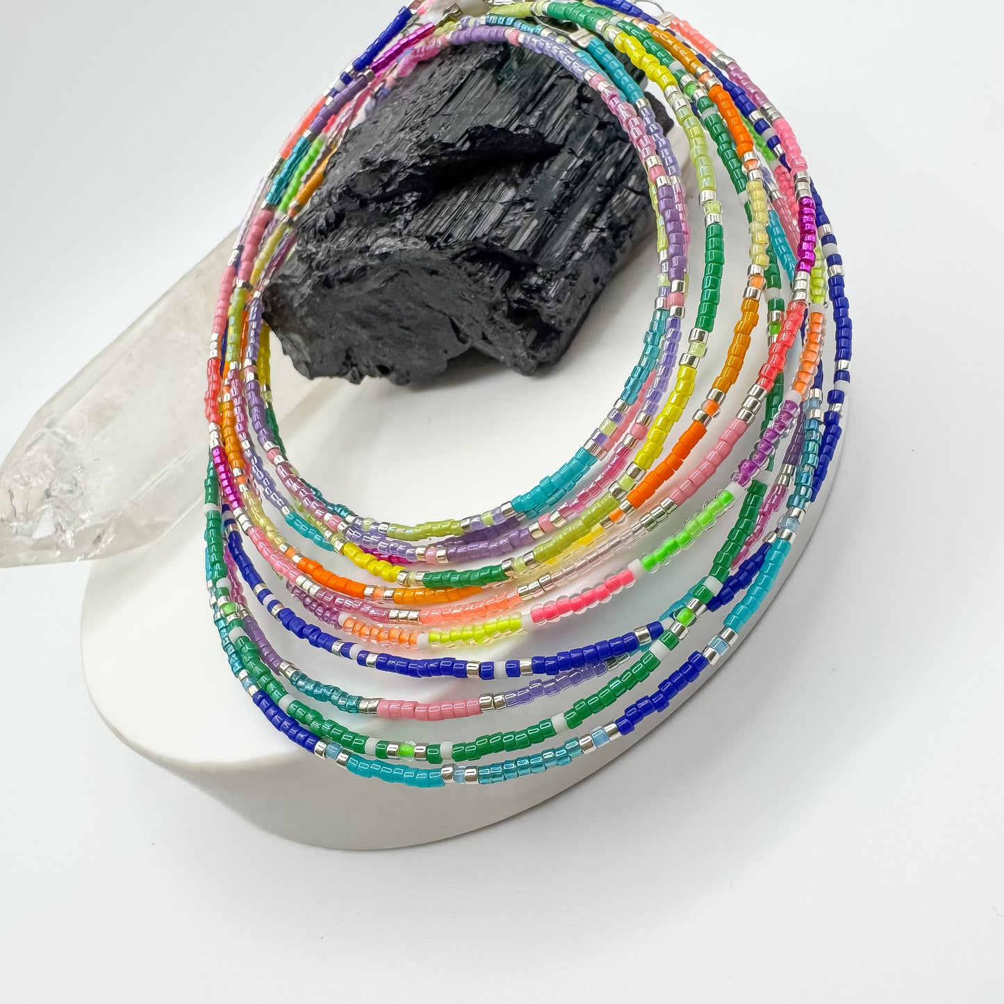Neon Rainbow - Miyuki Anklet (Gold & Pearl Accents)