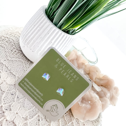 Vibrant Aurora Cube Stud