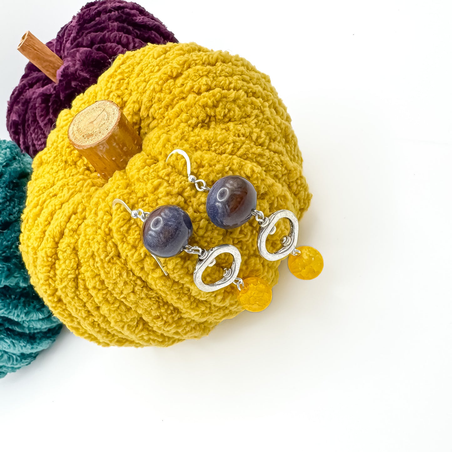 Twilight Ember — Blue & Orange Ceramic + Frosted Quartz