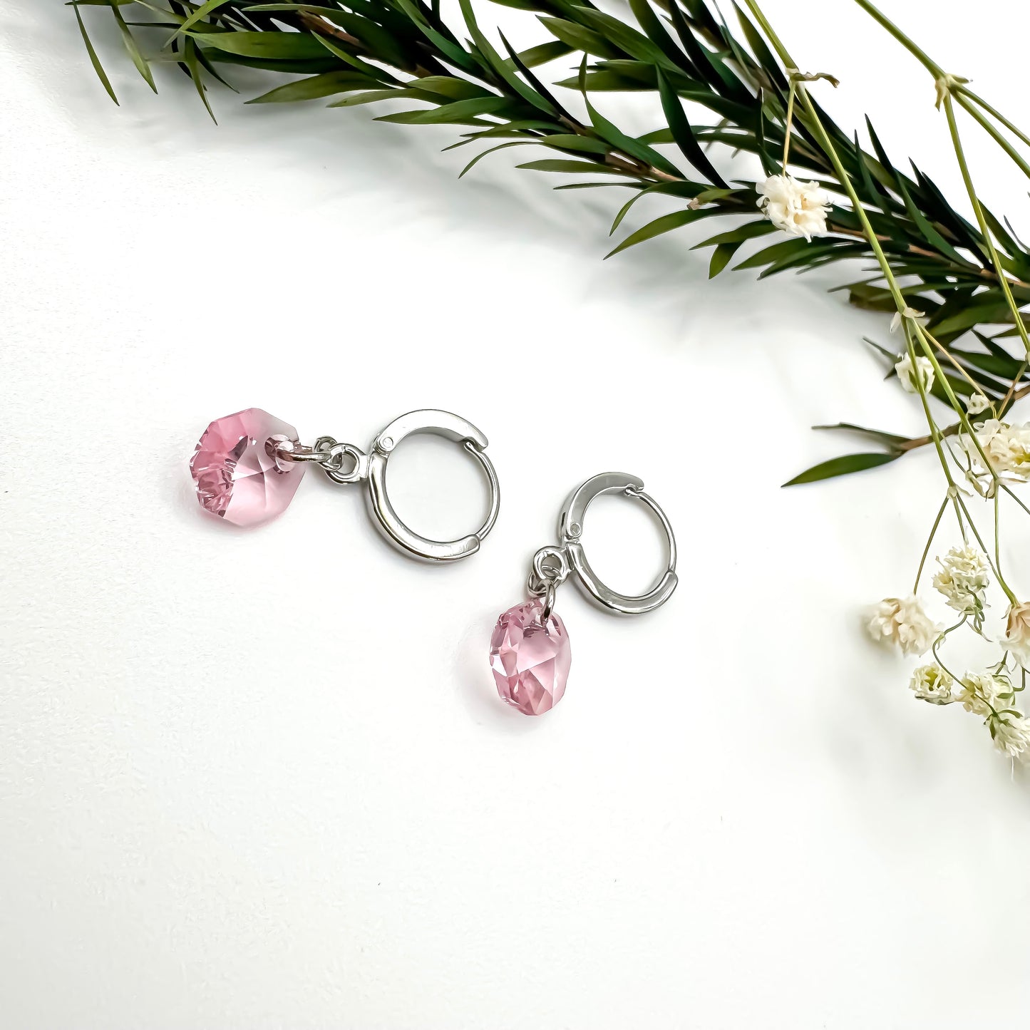 Here N There Hoops (Blush Pink & Silver)