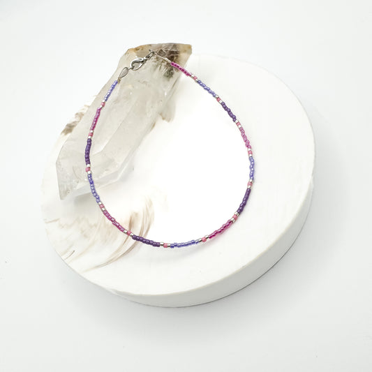 Violet & Fireflies - Miyuki Anklet (Silver Accents)
