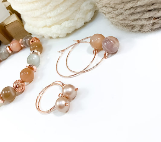 Rose Gold Drop Hoops (lg)