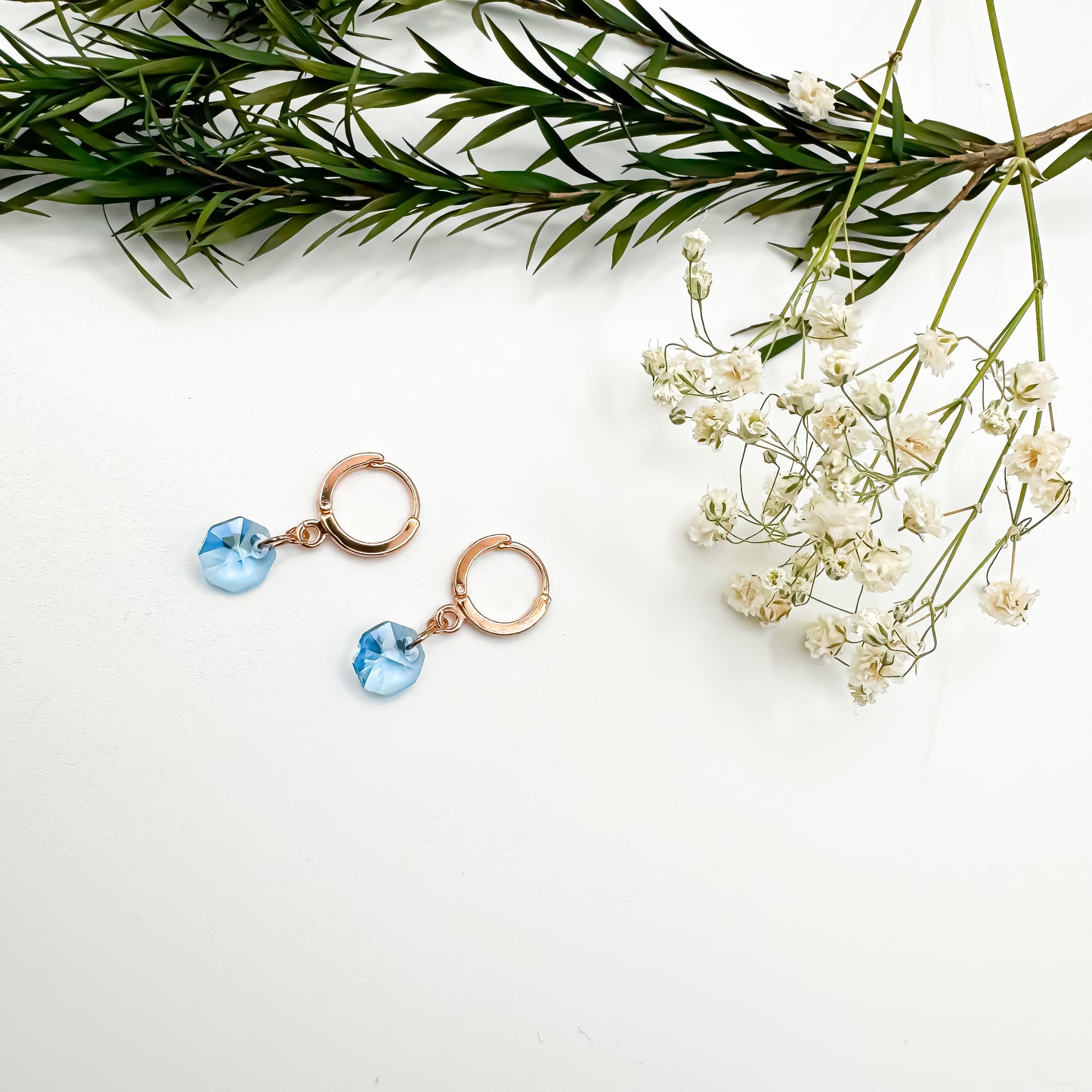 Here N There Hoops (Aquamarine & Rose Gold)