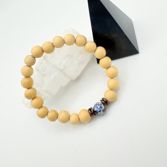 Earth’s Elements | Wood & Natural Accents Bracelet- Tan & Ceramic