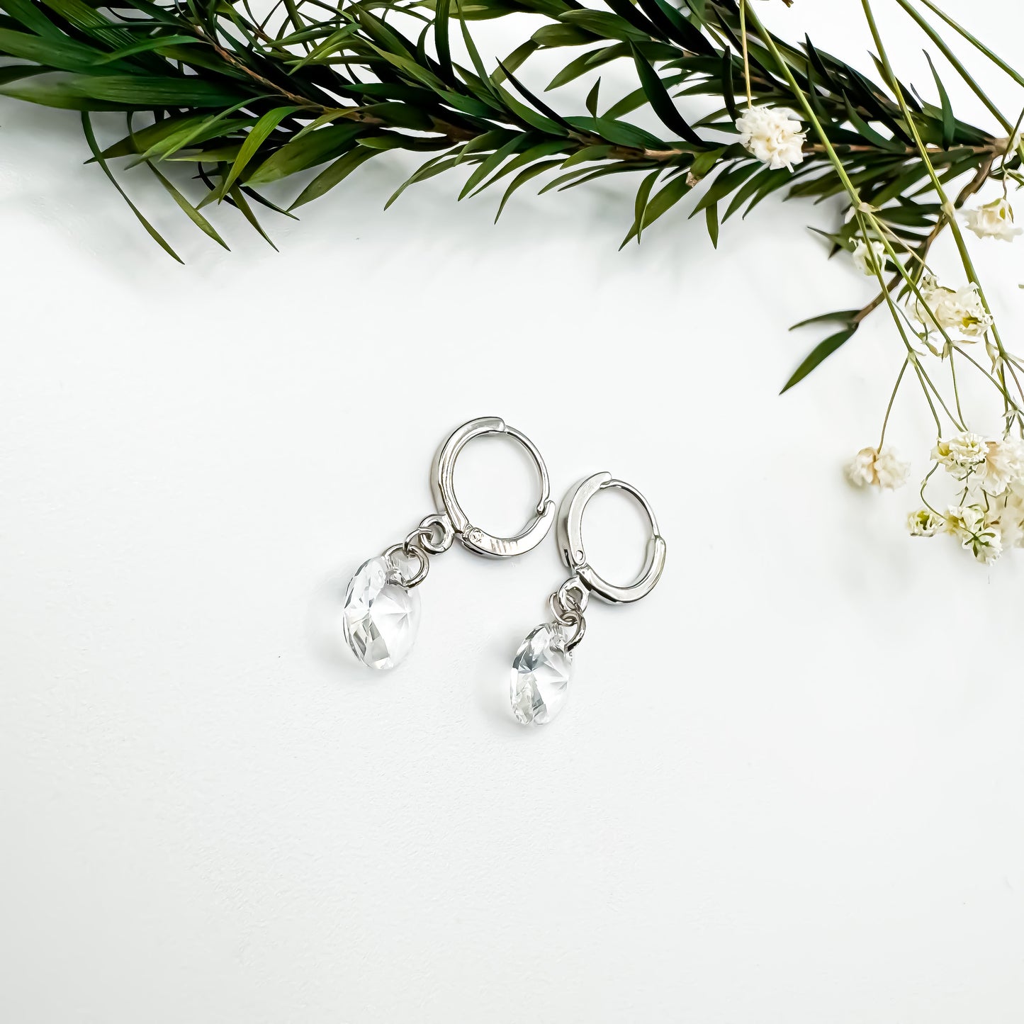 Here N There Hoops (Crystal Clear & Silver)