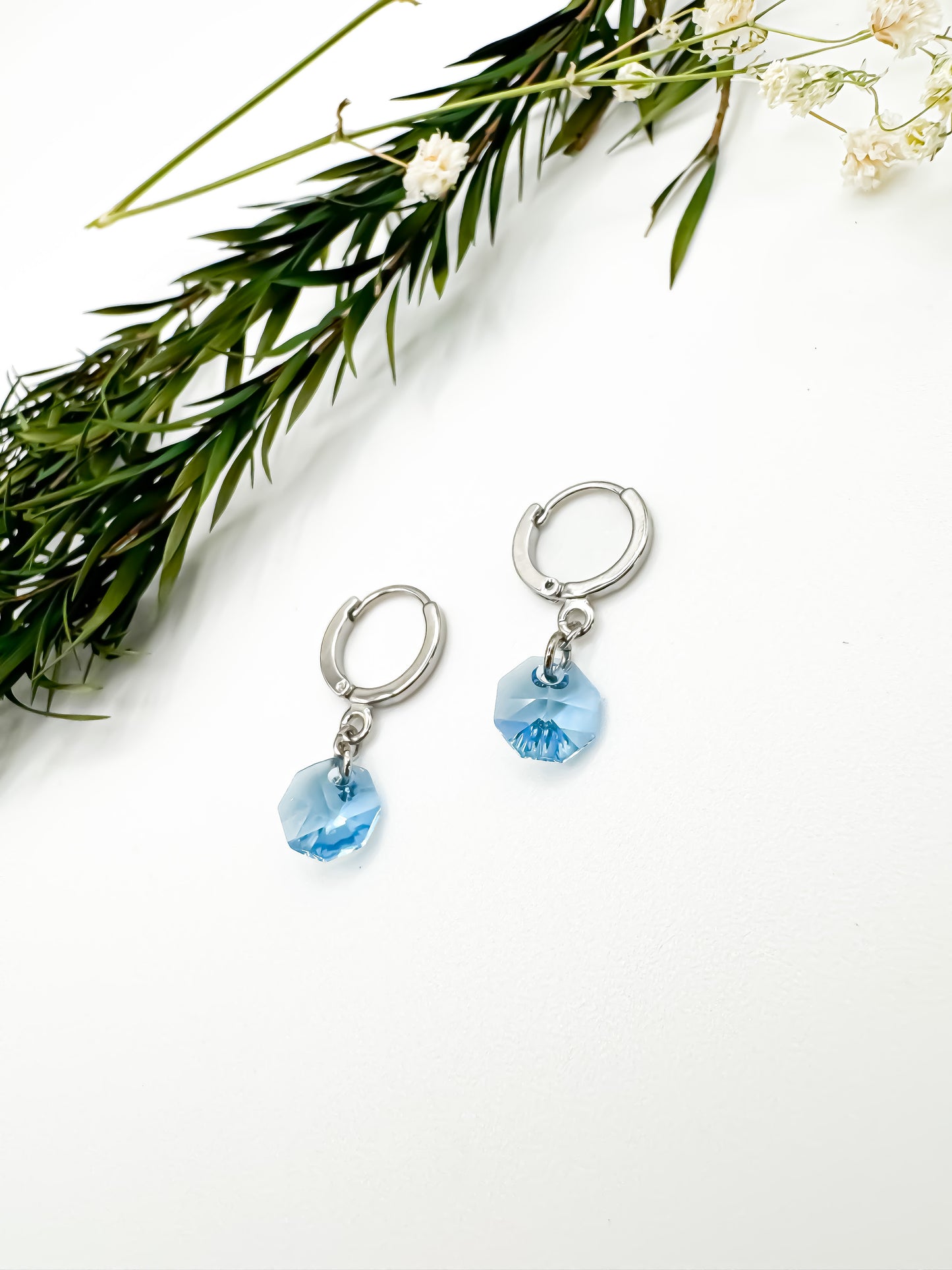 Here N There Hoops (Aquamarine & Silver)