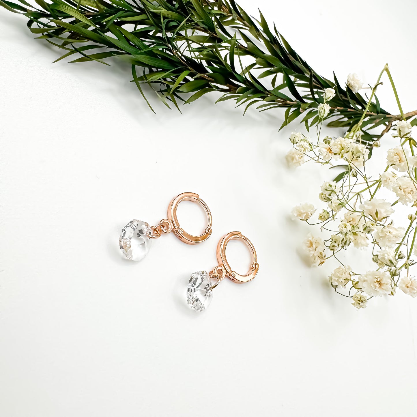 Here N There Hoops (Crystal Clear & Rose Gold)