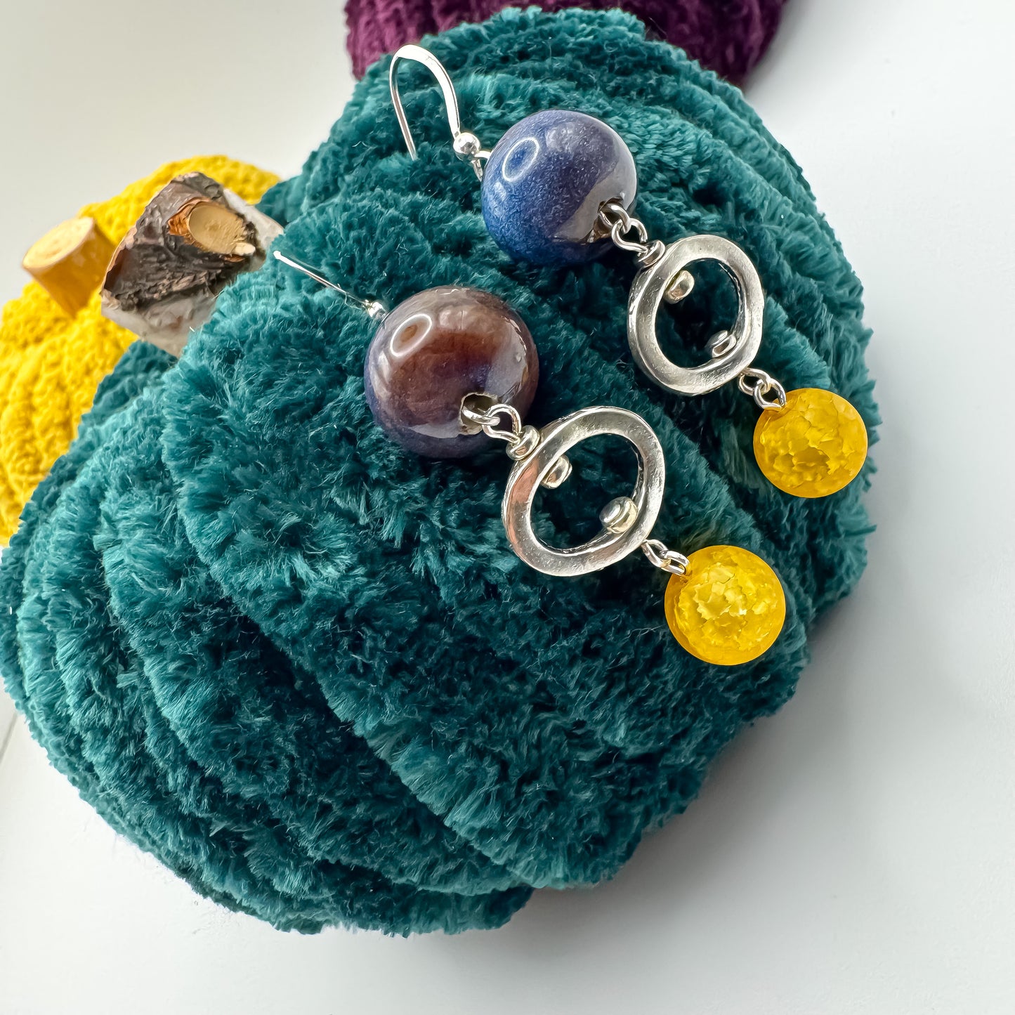 Twilight Ember — Blue & Orange Ceramic + Frosted Quartz