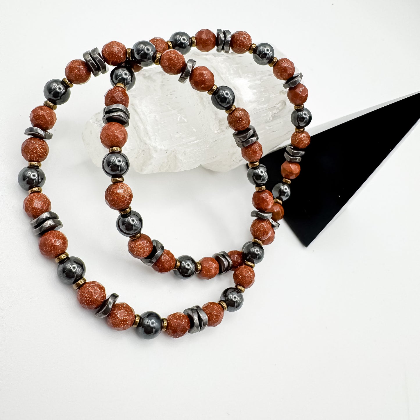 Grounded Power | Hematite & Goldstone Men’s Bracelet | Strength & Balance