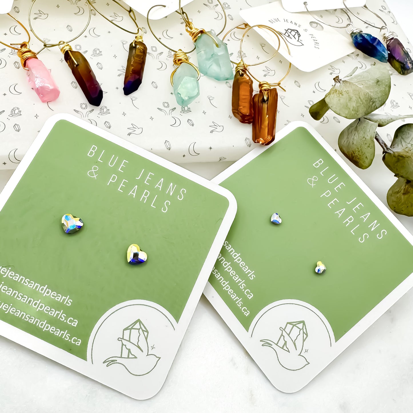 Mini Heart Stud (Aurora Borealis)