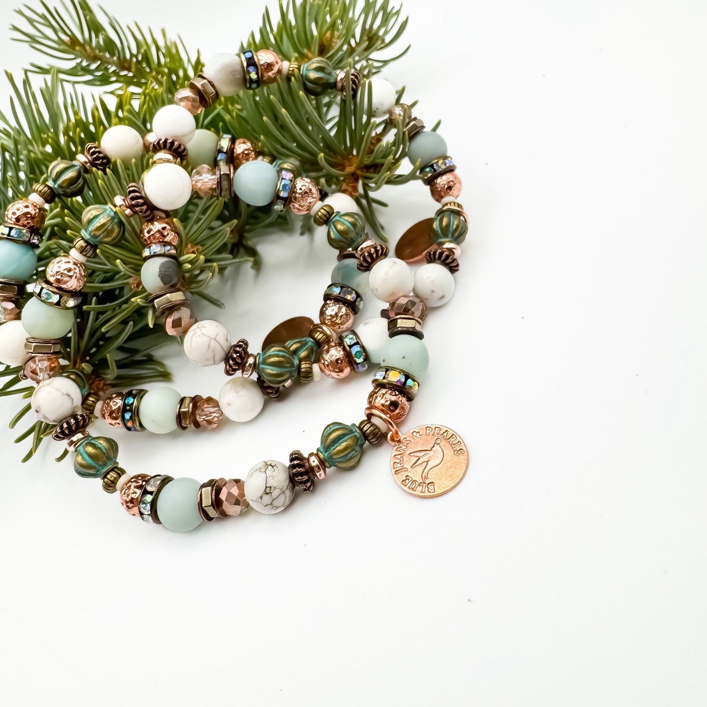 Soft Horizons Bracelet | Amazonite, Riverstone & Copper Accents