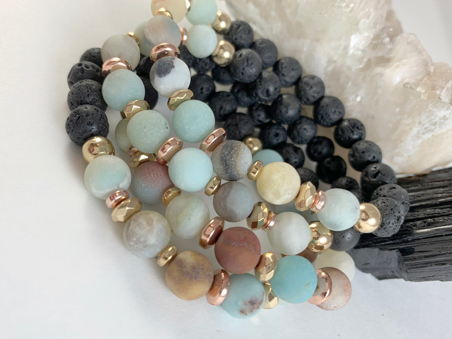 Amazonite + Gold Diffuser Bracelet