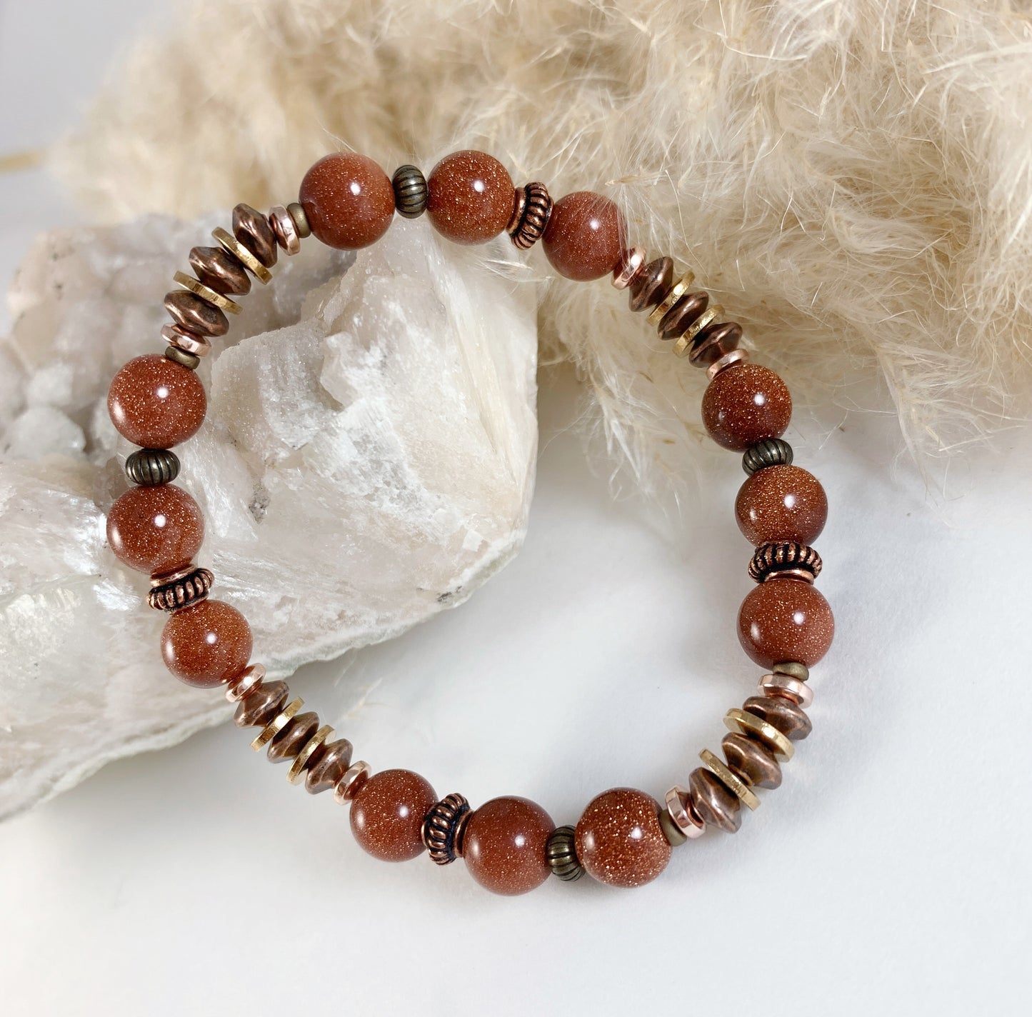 Goldstone & Copper Bracelet 8mm