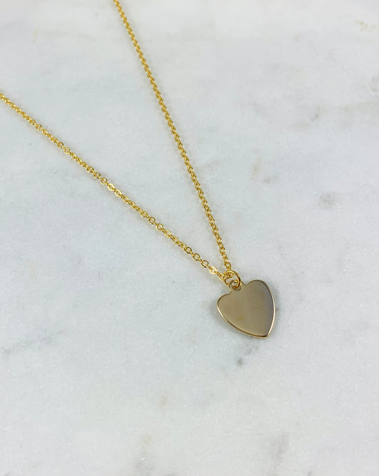 Hand Stamped Initial Necklaces - Yellow Gold (Heart)