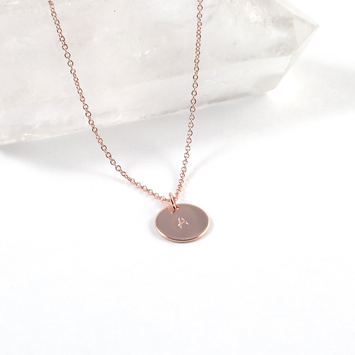 Hand Stamped Initial Necklaces - Rose Gold