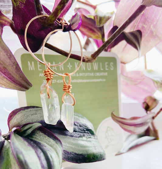 Angel Aura Quartz Hoops