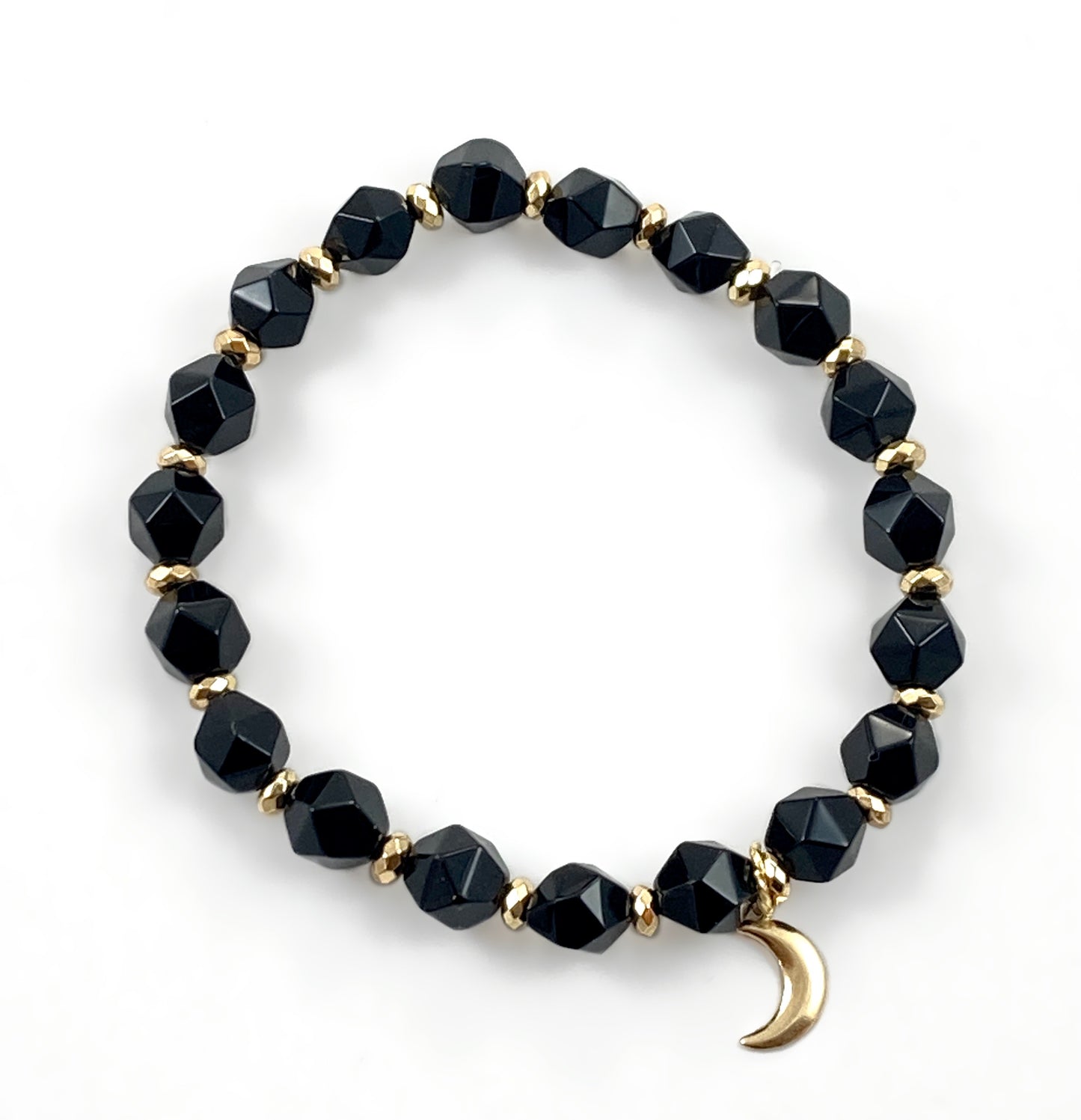 Star Cut Black Onyx w Gold Moon