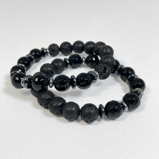 Faceted Black Onyx Diffuser Bracelet (10mm)