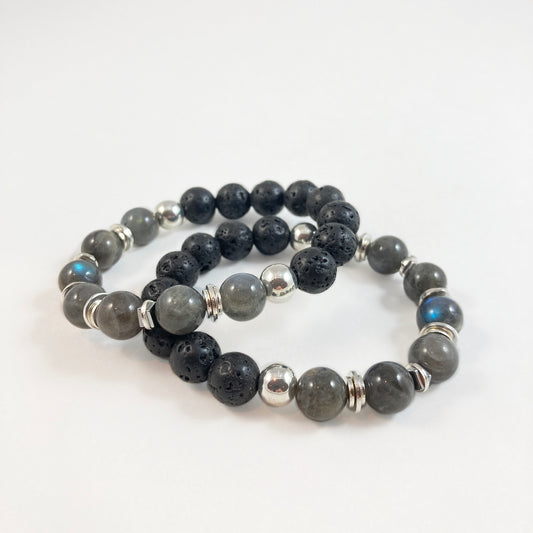 Labradorite Diffuser Bracelet - Silver (10mm)