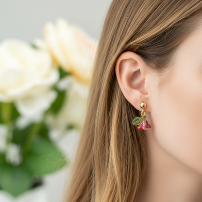 Forever Flowers Earrings with 14K Gold Posts (Roses are Red)
