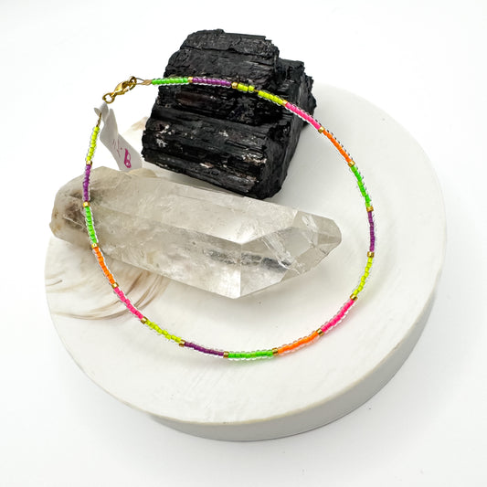 Neon Rainbow - Miyuki Anklet (Gold Accents)