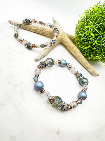 Starlit Tide | K2 Jasper & Swarovski Pearl Bracelet