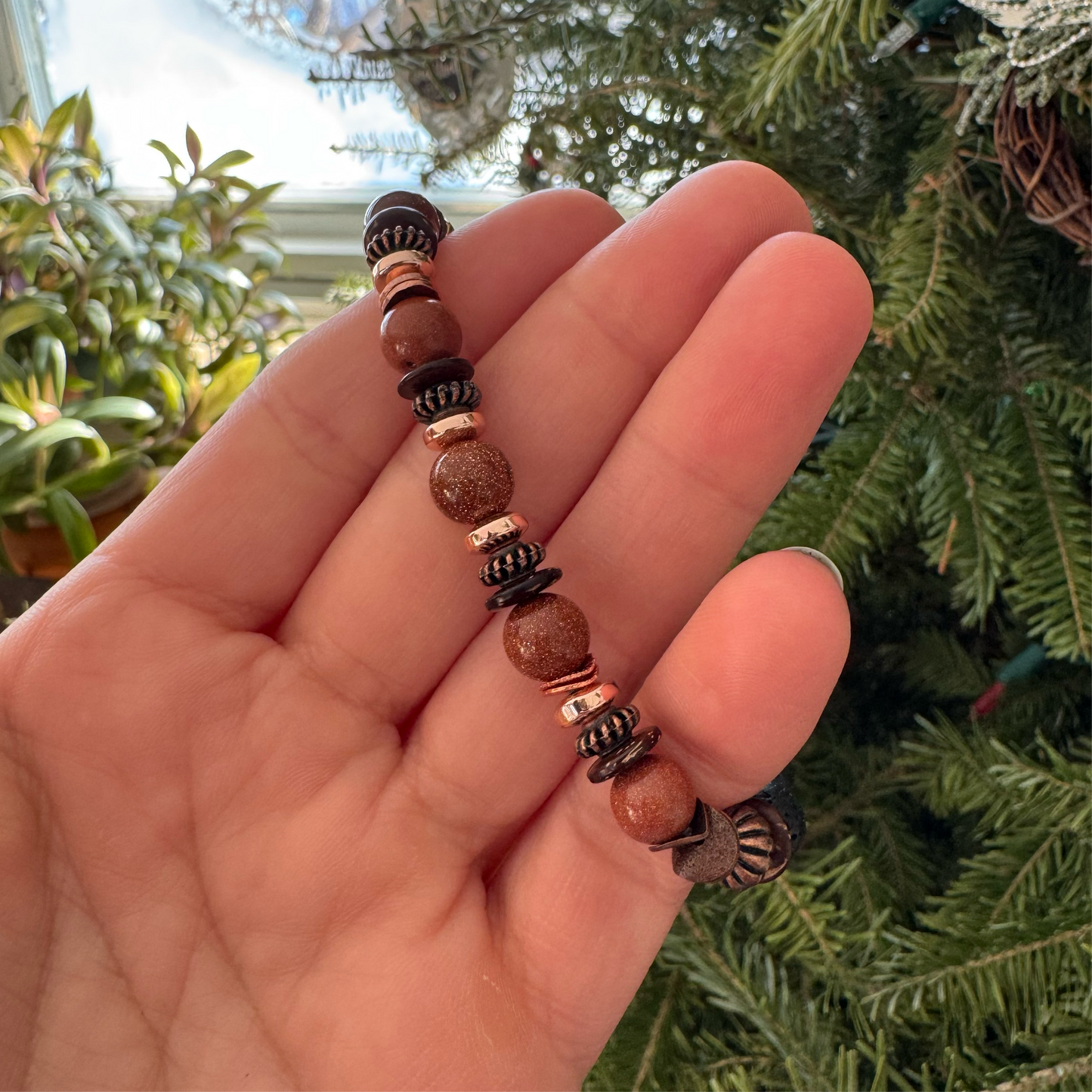 Goldstone & Coppers Diffuser Bracelet