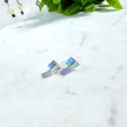 Vibrant Aurora Cube Stud