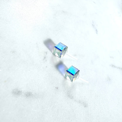 Vibrant Aurora Cube Stud