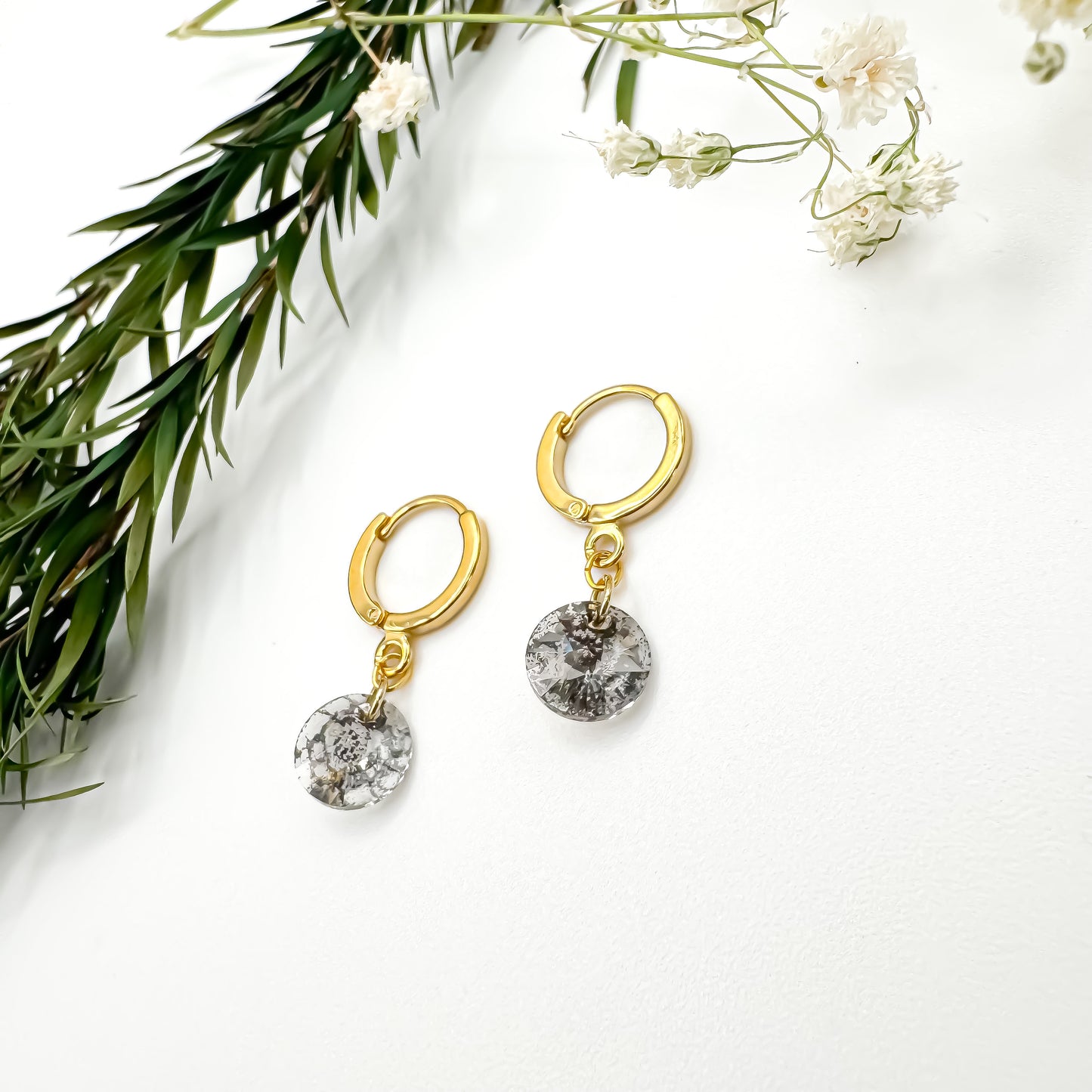Here N There Hoops (Charcoal Shimmer & Gold)